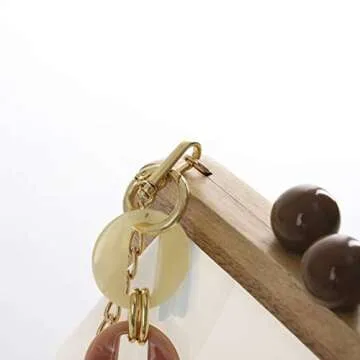 YUSHINY Women Transparent PVC Plastic Handbag Crossbody Durable Evening Bag with Removable Acrylic Curb Shoulder Strap (White)