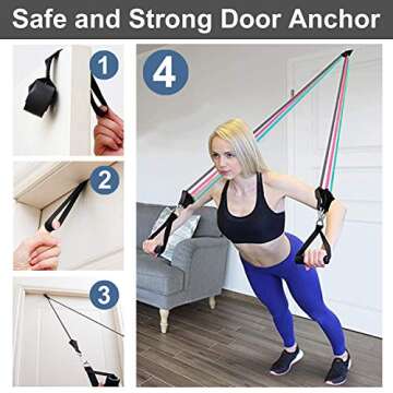 Resistance Bands for Working Out, Workout Bands, Exercise Bands, Resistance Bands with Handles,Square Tubes,Door Anchor, Legs Ankle Straps for Men and Women Muscle Training，Shape Body at Home