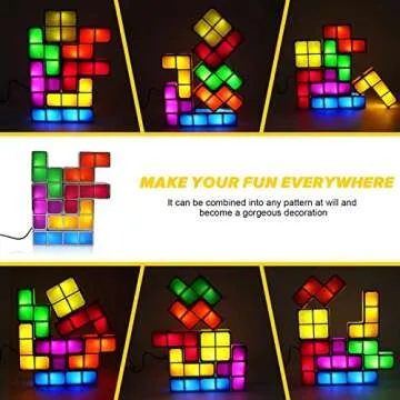 LOSCHEN Night Light,DIY Stackable LED 7 Colors Interlocking Induction Novelty Desk Lamp,3D Puzzle Magic Light Bright Toy for Kids Teens,Gamer Decor Ideal Gift