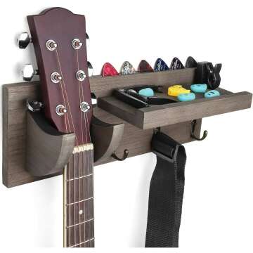 Bikoney Guitar Wall Hanger with Pick Holder & Hooks