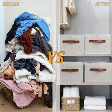 2 Pcs Closet Organizers and Storage Bins for Clothing, 12 Cell Closet Clothes Organizer for Leggings Yoga Pants T-shirts Thin Jeans Clothes, Clothing Storage Bin Container with Sturdy Handles