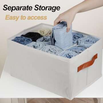 2 Pcs Closet Organizers and Storage Bins for Clothing, 12 Cell Closet Clothes Organizer for Leggings Yoga Pants T-shirts Thin Jeans Clothes, Clothing Storage Bin Container with Sturdy Handles