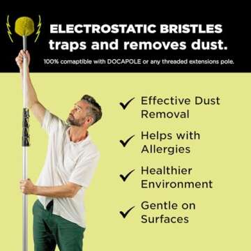 DOCA Duster Kit, Duster with Extension Pole 5-12 Ft (18+ Ft Reach), Dusters for Cleaning - Includes Feather Duster, Ceiling Fan Duster, Cobweb Duster