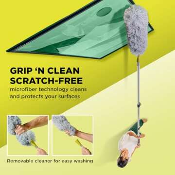 DOCA Duster Kit, Duster with Extension Pole 5-12 Ft (18+ Ft Reach), Dusters for Cleaning - Includes Feather Duster, Ceiling Fan Duster, Cobweb Duster