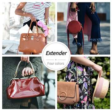 Anbys 2PC Pink Purse Extender Chain Gold Heart Bag Extender Chain Purse Strap Extender Replacement Bag Chain Charms