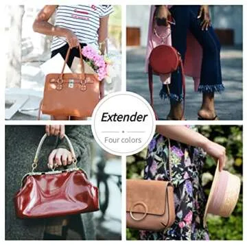 Anbys 2PC Pink Purse Extender Chain Gold Heart Bag Extender Chain Purse Strap Extender Replacement Bag Chain Charms