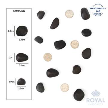 Royal Imports 5LBS River Rocks Decorative Ornamental Pebbles, Garden Landscaping Stones, Natural Gravel Filler for Plants, Vases, Succulents, Home Decor, Arts, Crafting, Animal Habitat - Medium Black