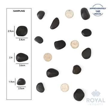 Royal Imports 5LBS River Rocks Decorative Ornamental Pebbles, Garden Landscaping Stones, Natural Gravel Filler for Plants, Vases, Succulents, Home Decor, Arts, Crafting, Animal Habitat - Medium Black