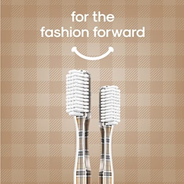 SMYL Toothbrush, Toothbrushes for Adults with Nylon Bristles, Oral Care and Plaque Removal, Fashion Textile Print, Plaid