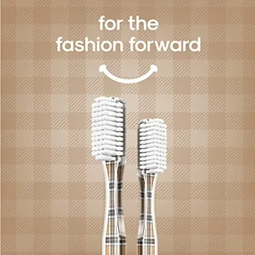 SMYL Toothbrush, Toothbrushes for Adults with Nylon Bristles, Oral Care and Plaque Removal, Fashion Textile Print, Plaid