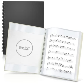 CRANBURY 9x12 Sheet Music Binder – Spiral Bound, Lay Flat, Dual Usage Sheet Protectors, Write Dire...