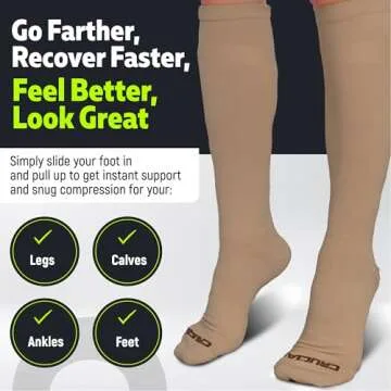 Crucial Compression Socks for Men & Women (20-30mmHg) - Best Graduated Stockings for Running, Athletic, Travel, Pregnancy, Maternity, Nurses, Medical, Shin Splints, Support, Circulation & Recovery