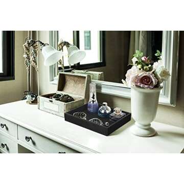 HofferRuffer Faux Leather Vanity Tray, Elegant Desktop Storage Organizer, Decorative Catchall Perfum...