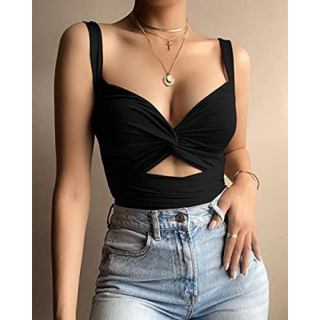 Trendy Deep V Neck Wrap Crop Top for Women