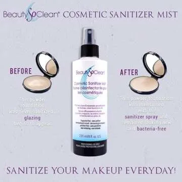 Beautysoclean Cosmetic Sanitizer Mist - (8.0 oz.) Makeup Sanitizing Spray for Powder-based Makeup Palettes & Pressed Cream Foundations, Bronzers, Concealers, Blushes, Eyeshadows.