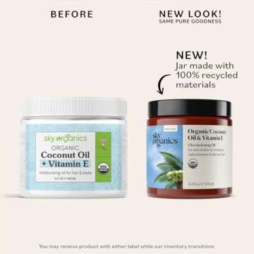 Sky Organics - Organic Coconut Oil & Vitamin E, 16.9 fl oz - Skin & Hair Ultra-Hydrating Oil - Fatty...