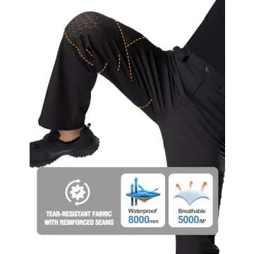 FREE SOLDIER Men's Fleece Lined Outdoor Cargo Hiking Pants Water Repellent Softshell Snow Ski Pants with Zipper Pockets (Black 36W x 32L)