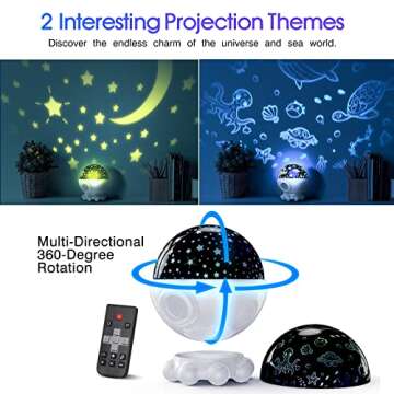 Night Light Projector Christmas Gift for Kids, Kids Toys for Girls Boys, Star Moon & Ocean Projection for 2-10 Year Old Girls, Lullaby Songs, Toddler Toys,Adjustable 360-Degree Rotation,Octopus Decor