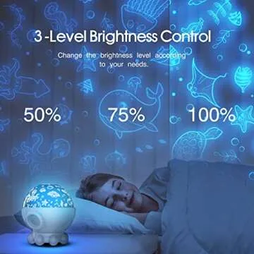Night Light Projector Christmas Gift for Kids, Kids Toys for Girls Boys, Star Moon & Ocean Projection for 2-10 Year Old Girls, Lullaby Songs, Toddler Toys,Adjustable 360-Degree Rotation,Octopus Decor
