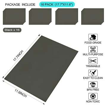 16 Pcs Refrigerator Liners Mats Washable, Refrigerator Mats Liner Waterproof Oilproof, Shinywear Fri...