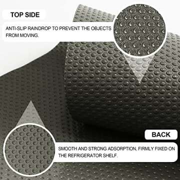 16 Pcs Refrigerator Liners Mats Washable, Refrigerator Mats Liner Waterproof Oilproof, Shinywear Fridge Liners for Shelves, Cover Pads for Freezer Glass Shelf Cupboard Cabinet Drawer (16 Black)