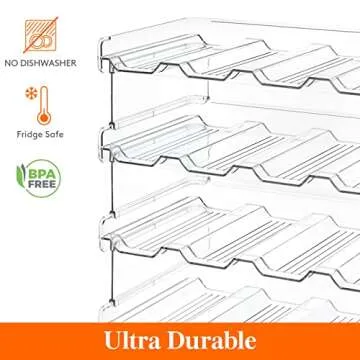 Lifewit Stackable Water Bottle Organizer for Cabinet, Water Bottle Holder, Kitchen Pantry Organization and Storage, Plastic Fridge Wine Racks, Tumbler Travel Mug Cup Holder, 3Pack, Hold 10 Bottles