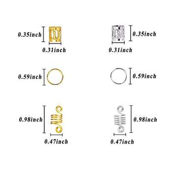 120 PCS Aluminum Hair Coil Dreadlocks Hair Braid Rings Hair Braiding Cuffs as Hair Accessory