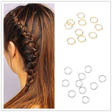 120 PCS Aluminum Hair Coil Dreadlocks Hair Braid Rings Hair Braiding Cuffs as Hair Accessory