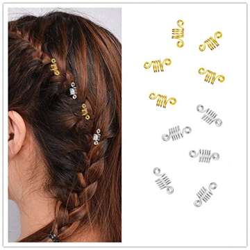 120 PCS Aluminum Hair Coil Dreadlocks Hair Braid Rings Hair Braiding Cuffs as Hair Accessory