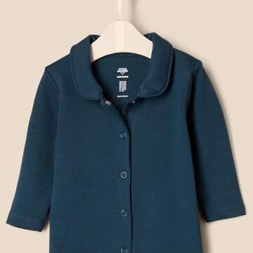 Amazon Essentials x Sofia Grainge Unisex Babies' Sleep and Play Bodysuit, Pack of 2, Ivory/Navy, 3-6 Months