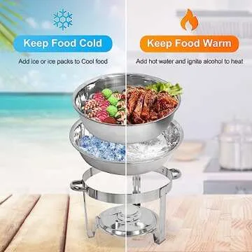 Chafing Dish Buffet Set 5 Qt Stainless Steel Food Warmer Chafers for Catering, Parties with Water Pan, Fuel Holder, Catering Buffet Servers and Warmers 4 Silver