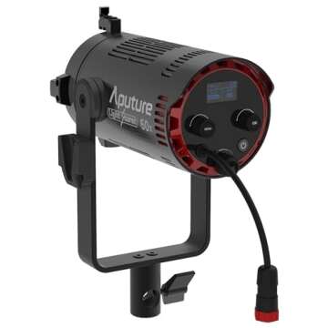 Aputure 60X Led Spot Light,Aputure LS 60X Light Storm Bi-Color Focusing LED Photo Video Light 30000lux @1m,Built-in 9 Lighting FX, Support NP-F970 Battery, with Barn Doors Support Sidus APP Control