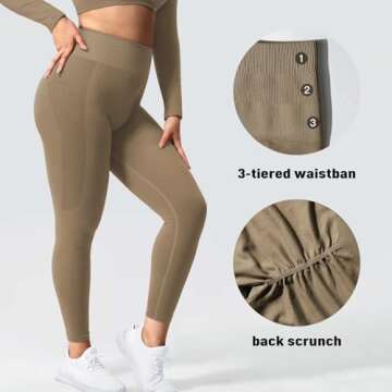 YEOREO Amplify Leggings for Women Seamless Scrunch Leggings Butt Lifting Gym High Waisted Athletic Leggings Brown