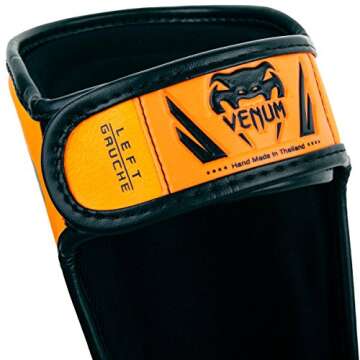 Venum Kids Elite Shinguards, Neo Orange for Ages 6-8