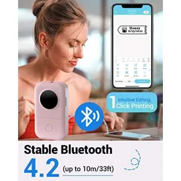 Label Maker Machine - D30 Wireless Cute Easy-to-Use Smart Labeler Maker, Multiple Templates Calligraphy and Icons Available, for Office Home Storage Organization, with Free Sample Label, Pink