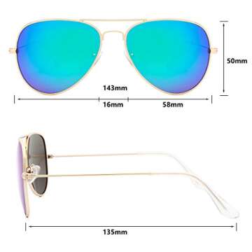 livho Sunglasses for Men Women Aviator Polarized Metal Mirror UV 400 Lens Protection (Gold Purple & ...