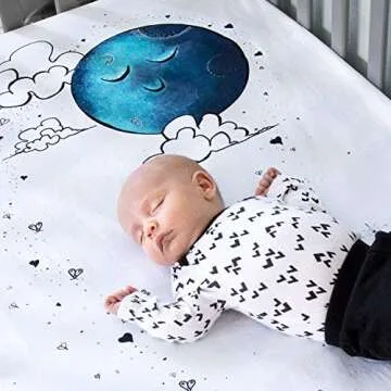 JumpOff Jo - Fitted Crib Sheet, Super Soft 100% Cotton Sheet for Standard Crib Mattresses and Toddler Beds, 28 in. x 52 in, Storytelling Designs - Mama Bear Blue