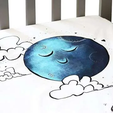 JumpOff Jo - Fitted Crib Sheet, Super Soft 100% Cotton Sheet for Standard Crib Mattresses and Toddler Beds, 28 in. x 52 in, Storytelling Designs - Mama Bear Blue