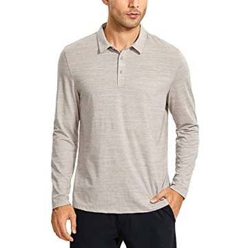 CRZ YOGA Men's Long Sleeve Golf Polo Shirts Quick Dry Athletic T-Shirts Moisture Wicking Gym Workout...