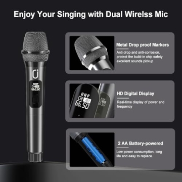 HWWR Karaoke Machine with Wireless Microphones