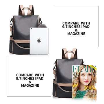 CHERUTY Women Backpack Purse Nylon Anti-theft Fashion Casual Lightweight Travel Shoulder Bag (1-2 Grey, Medium)