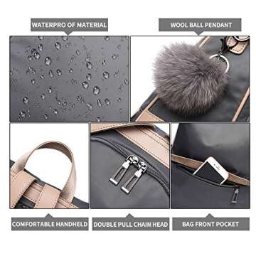 CHERUTY Women Backpack Purse Nylon Anti-theft Fashion Casual Lightweight Travel Shoulder Bag (1-2 Grey, Medium)