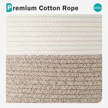 Cotton Rope Laundry Basket by YOUDENOVA, 72L Woven Collapsible Laundry Hamper, Clothes Hamper with Reinforced Handles in the Laundry Room, Bedroom, Bathroom, Brown