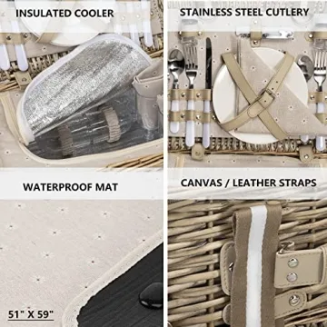 Stylish 31Pcs Picnic Basket for Perfect Outdoor Adventures