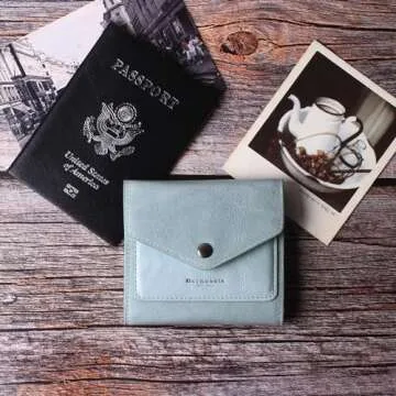 Compact RFID Blocking Leather Wallet for Women