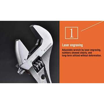 8" Adjustable Wrench - Edward Tools Pro Grip Design