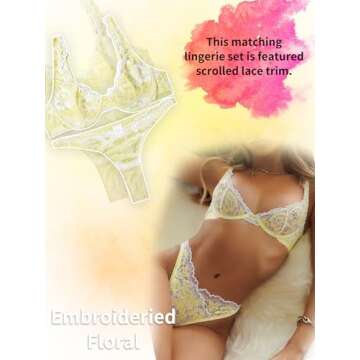 Dlsave Sexy Lingerie for Women Lace V Neck Push Up Lingerie Sets Yellow