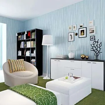 Blooming Wall:Non-Woven Classic Plain Stripe Moonlight Forest Textured Wallpaper,20.8 in*32.8 Ft=57 ...