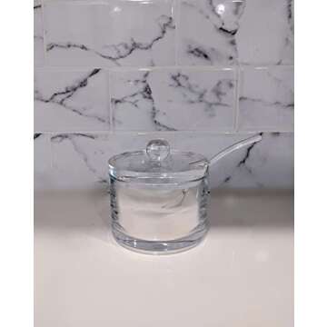 Clear Acrylic Sugar Bowl With Spoon for Coffee and Tea