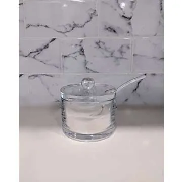 Clear Acrylic Sugar Bowl With Spoon for Coffee and Tea